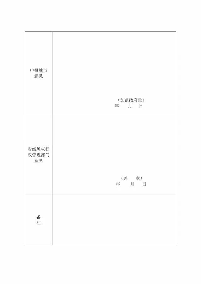 國(guó)家版權(quán)局：統(tǒng)一啟用全國(guó)版權(quán)示范城市、示范單位等申報(bào)表通知（附申請(qǐng)表）