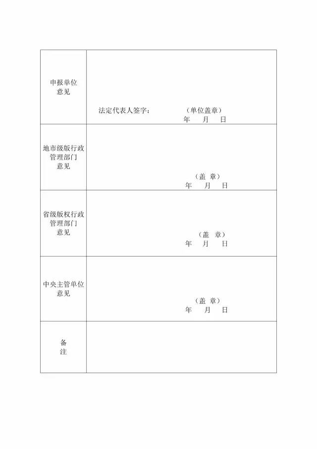 國家版權局：統(tǒng)一啟用全國版權示范城市、示范單位等申報表通知（附申請表）