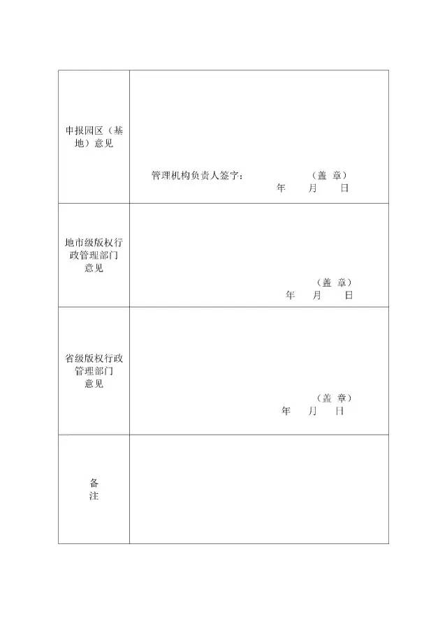 國家版權局：統(tǒng)一啟用全國版權示范城市、示范單位等申報表通知（附申請表）