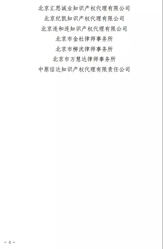 2017-2018年度北京市優(yōu)秀專利機(jī)構(gòu)和優(yōu)秀專利代理人評(píng)選結(jié)果公示（附名單）