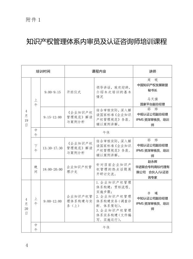 “2019年知識(shí)產(chǎn)權(quán)管理體系內(nèi)審員及認(rèn)證咨詢(xún)師培訓(xùn)”通知