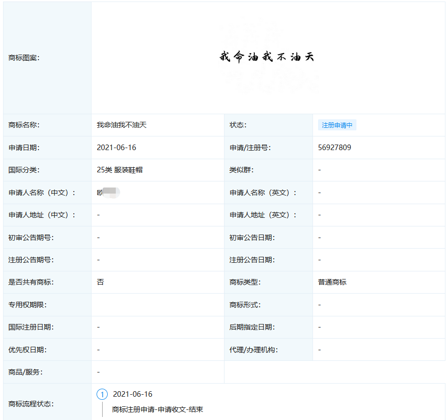 “我命油我不油天”商標(biāo)被搶注！此前擬注冊(cè)為公司名被駁回