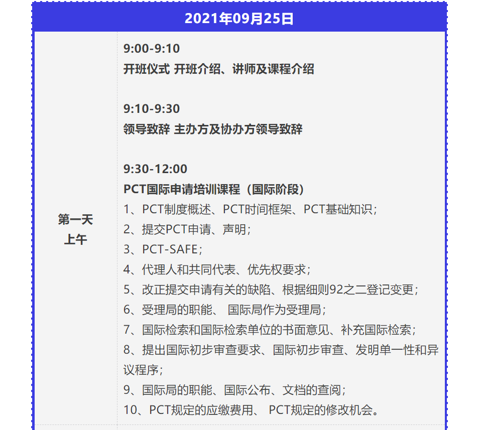 報名！2021年「涉外專利代理高級研修班【上海站】」來啦！