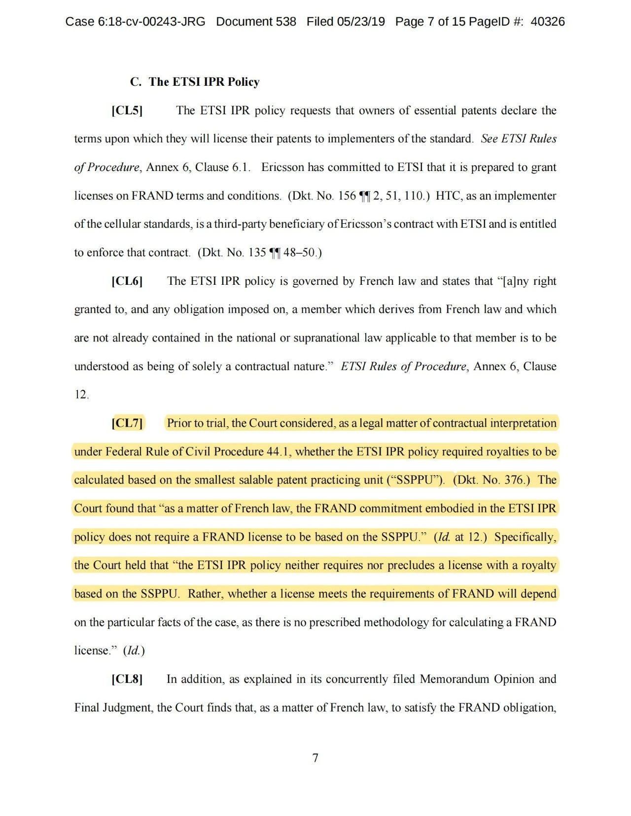 美國第五巡回上訴法院二審判決認定愛立信符合FRAND承諾