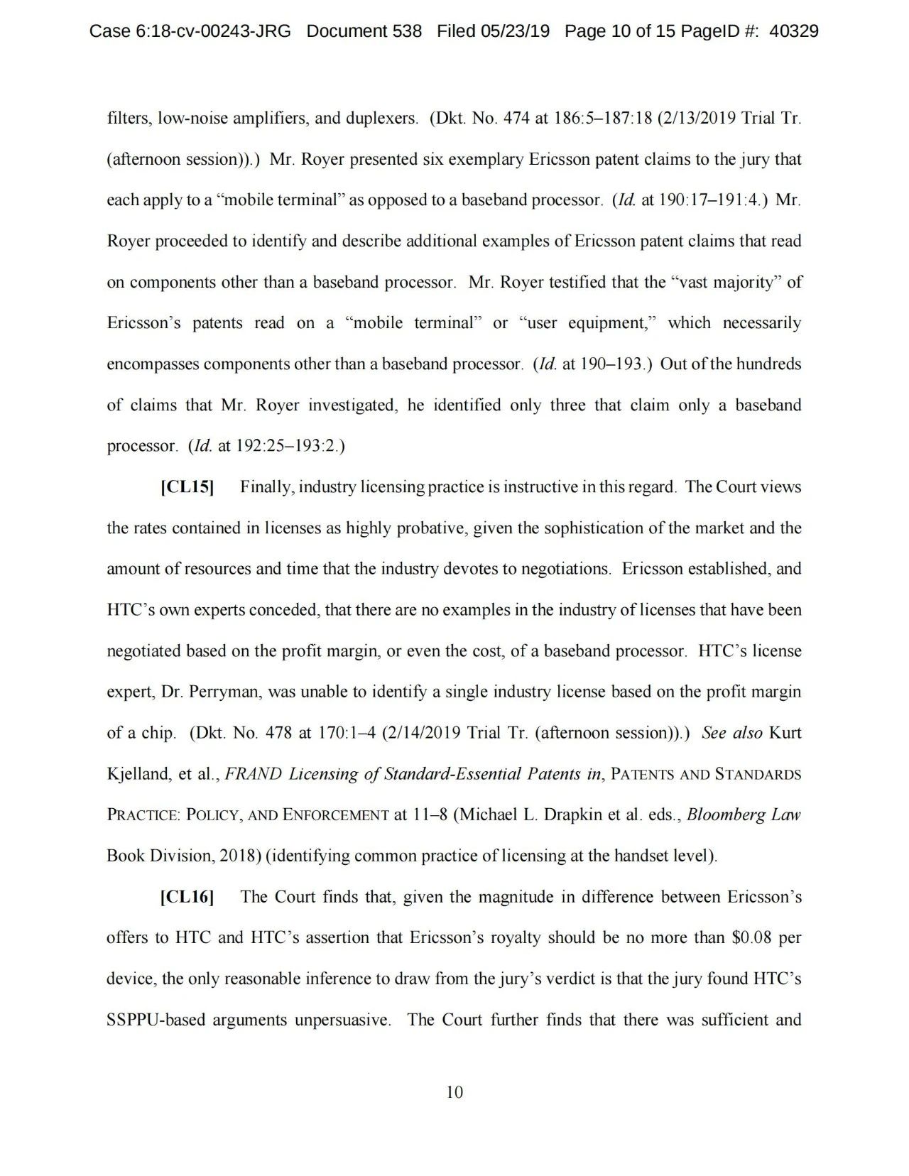 美國第五巡回上訴法院二審判決認定愛立信符合FRAND承諾