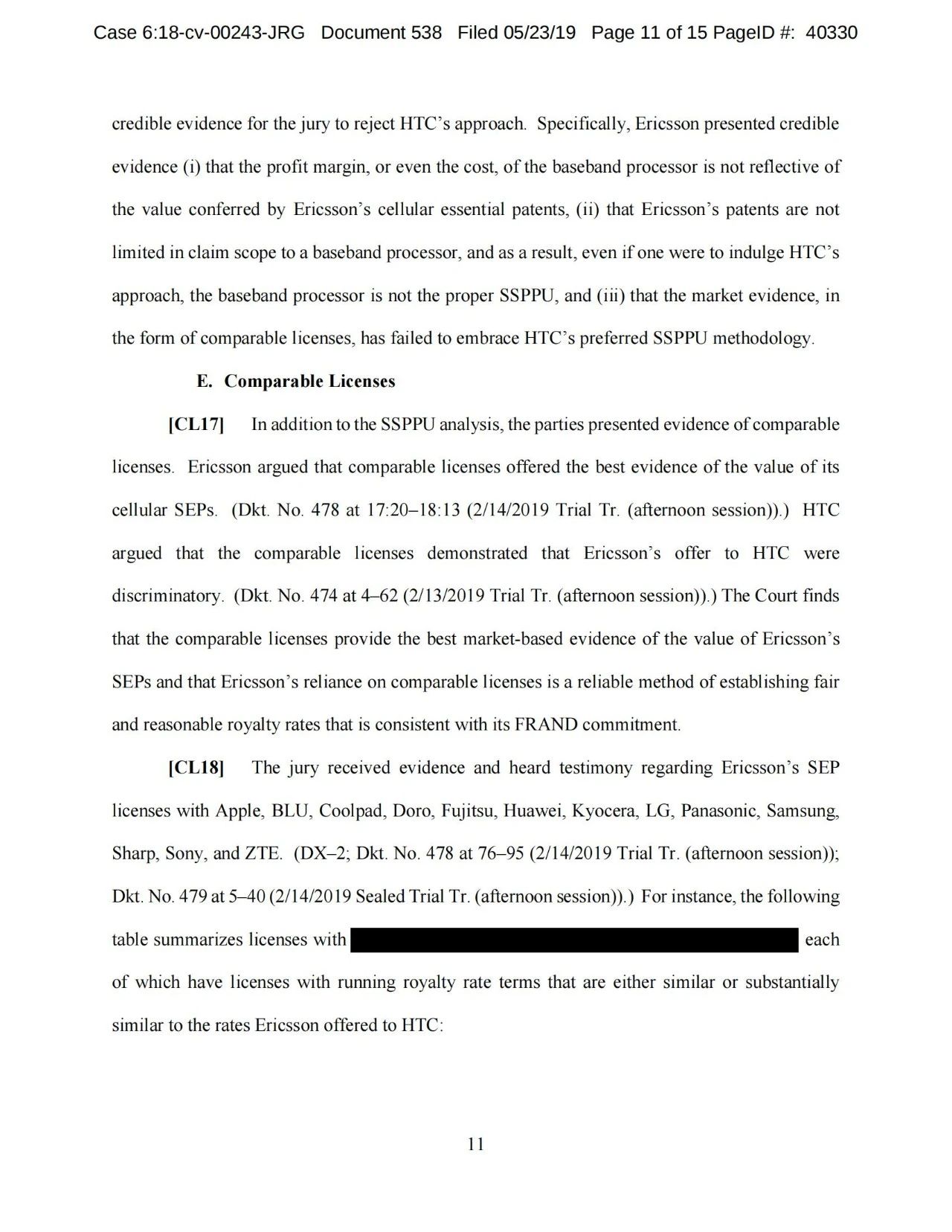 美國第五巡回上訴法院二審判決認定愛立信符合FRAND承諾