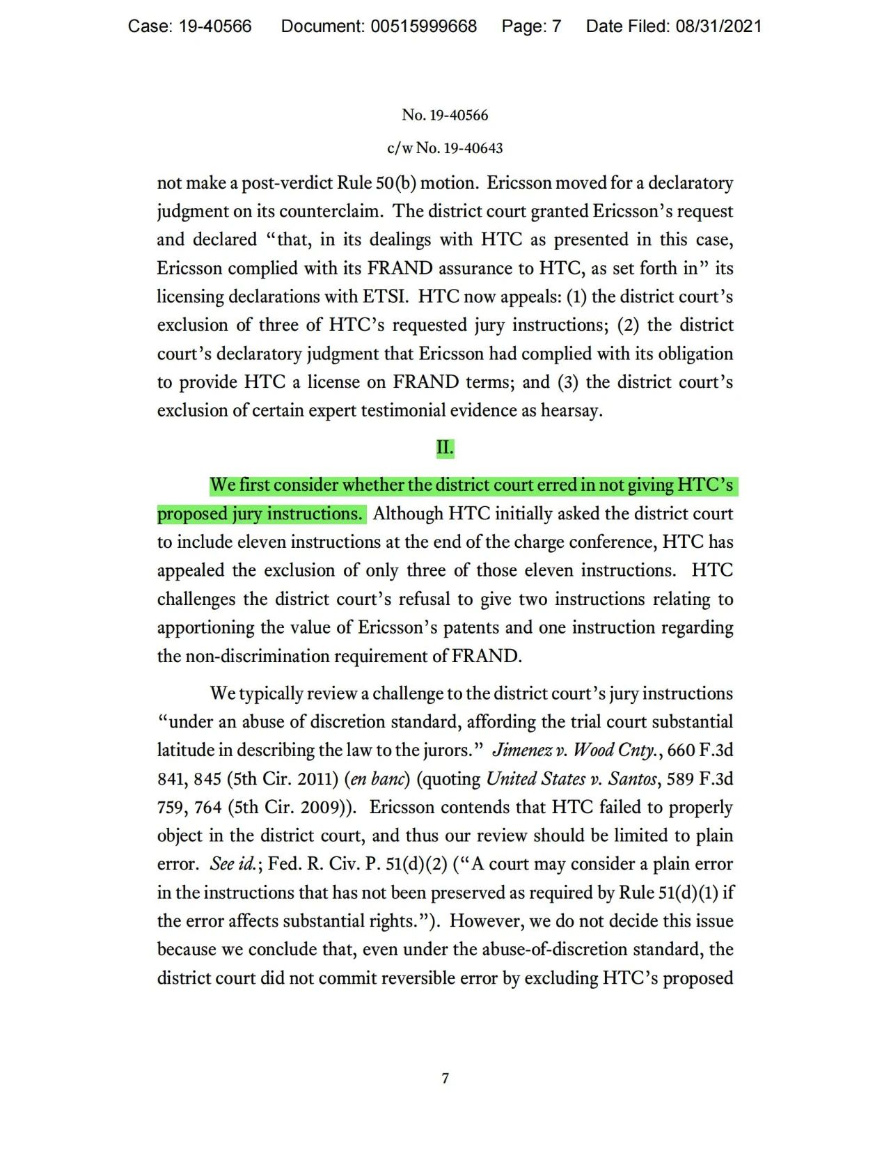 美國第五巡回上訴法院二審判決認定愛立信符合FRAND承諾