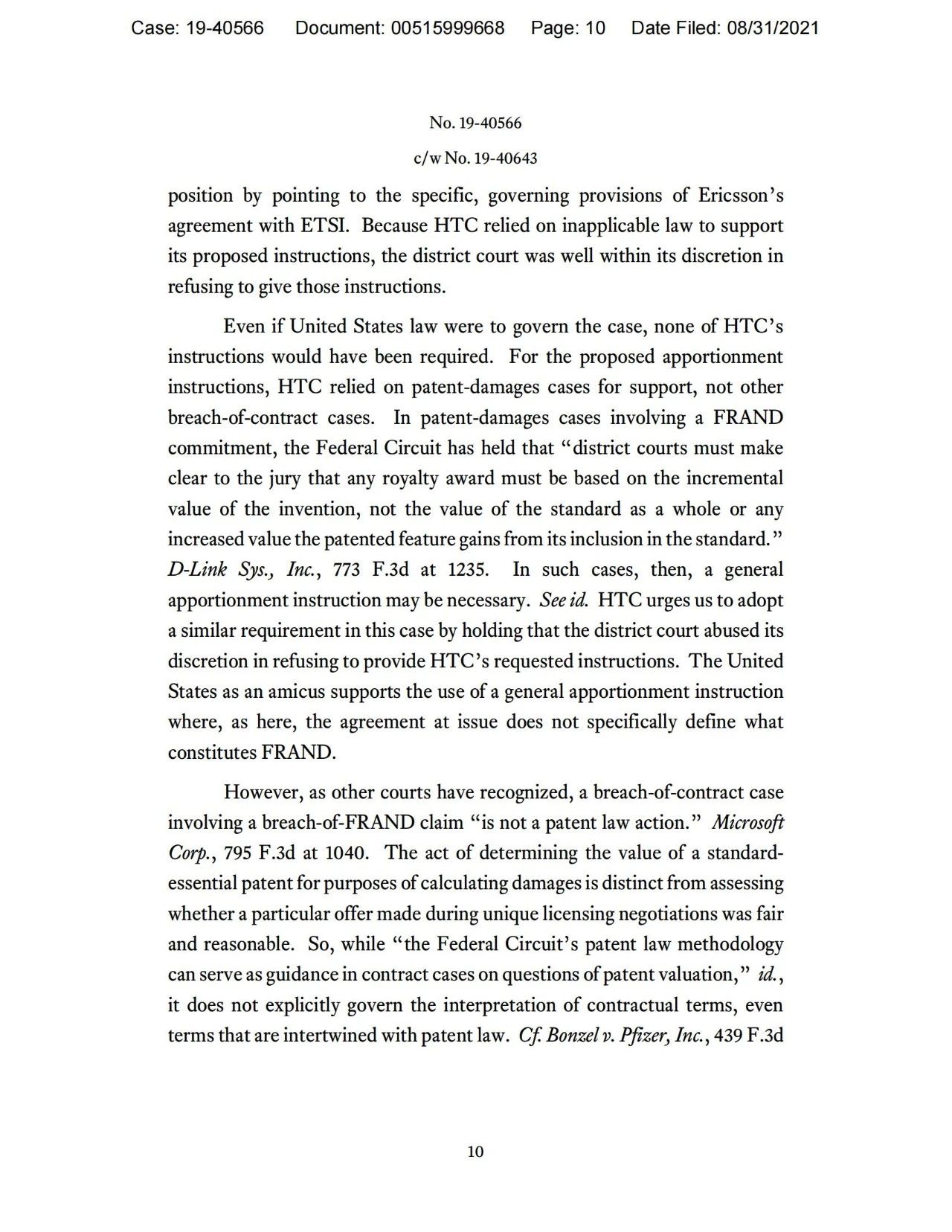 美國第五巡回上訴法院二審判決認定愛立信符合FRAND承諾