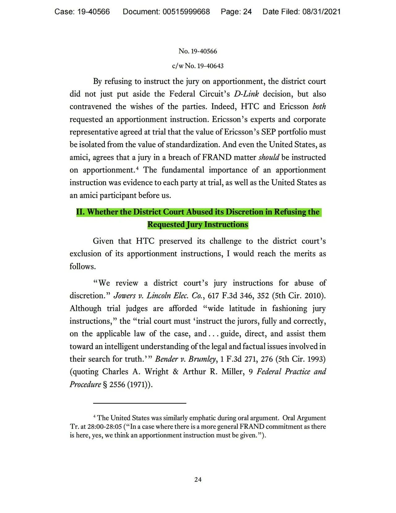 美國第五巡回上訴法院二審判決認定愛立信符合FRAND承諾