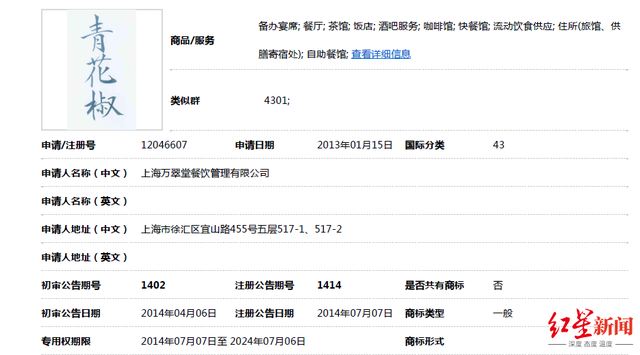 上海萬翠堂撤回全部“青花椒”訴訟 ! 董事長致歉：絕非想利用商標(biāo)賺錢