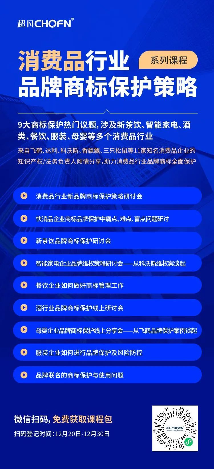 9大商標(biāo)保護(hù)熱門課程，助力消費(fèi)品行業(yè)品牌商標(biāo)全面保護(hù)