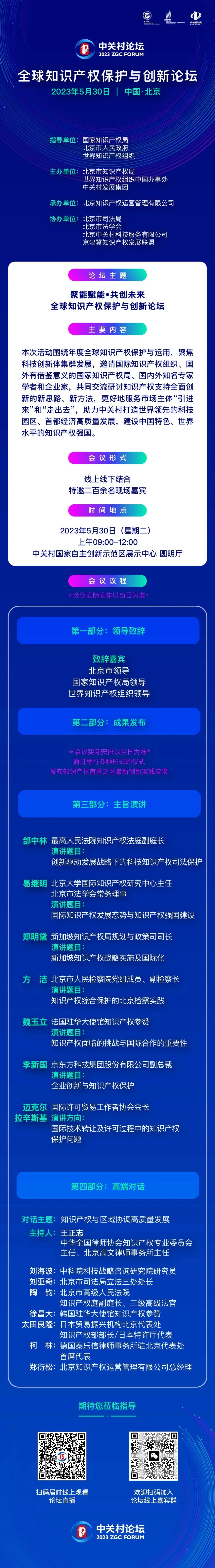 2023中關(guān)村論壇丨全球知識產(chǎn)權(quán)保護(hù)與創(chuàng)新論壇日程安排新鮮出爐