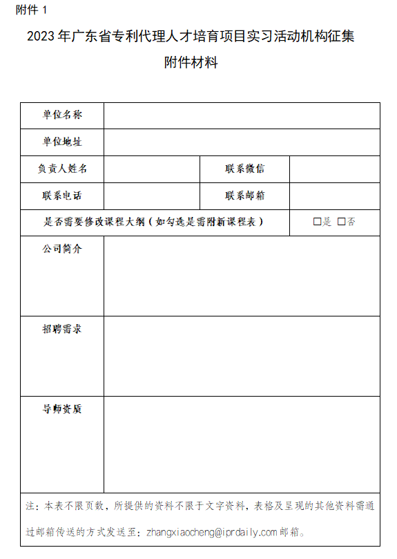 征集！2023年廣東省知識(shí)產(chǎn)權(quán)代理人才培育項(xiàng)目實(shí)習(xí)活動(dòng)機(jī)構(gòu)