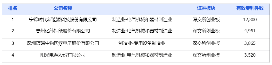 中國上市公司有效專利排行榜TOP100