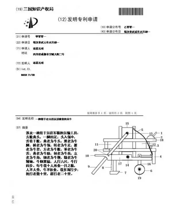 跟諸葛亮學(xué)知識(shí)產(chǎn)權(quán)智慧	之“木牛流馬”篇