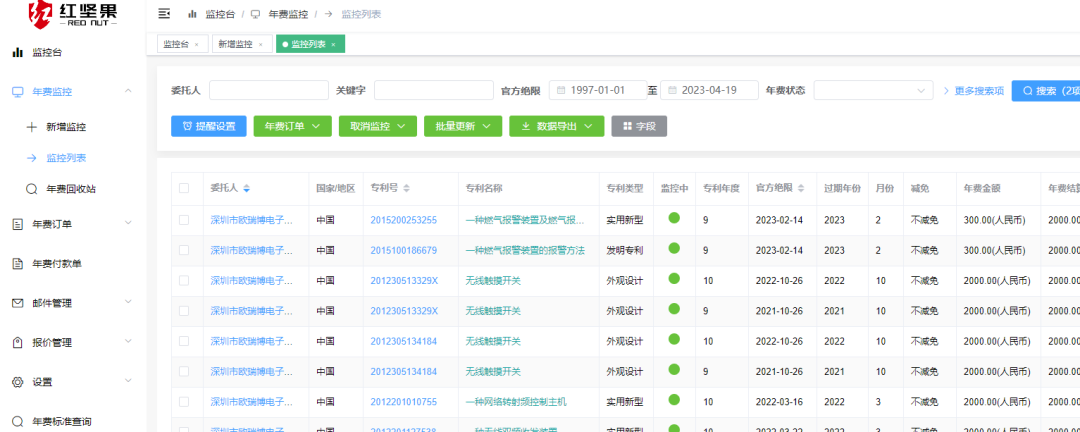 專利年費(fèi)查詢監(jiān)控神器，紅堅(jiān)果年費(fèi)管理云平臺來了！